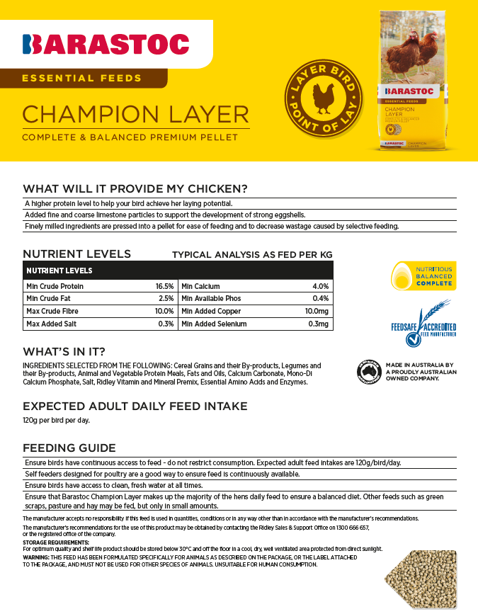Barastoc Champion Layer 20kg