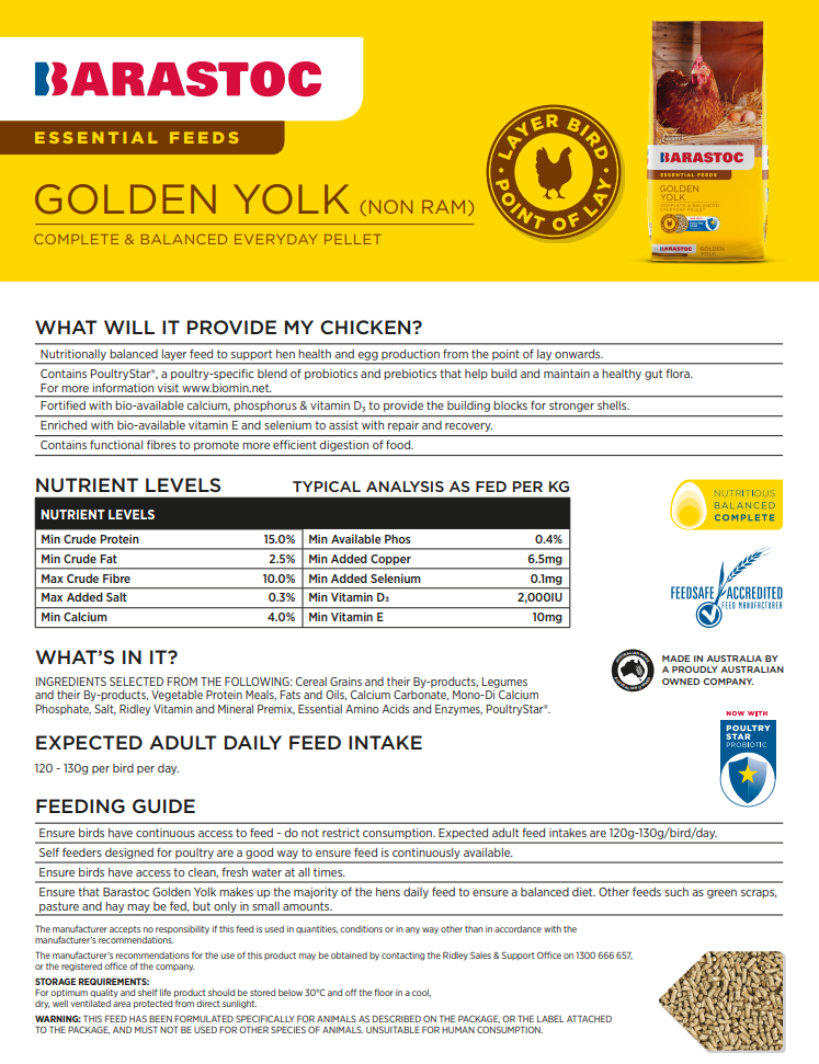 Barastoc Golden Yolk 20kg