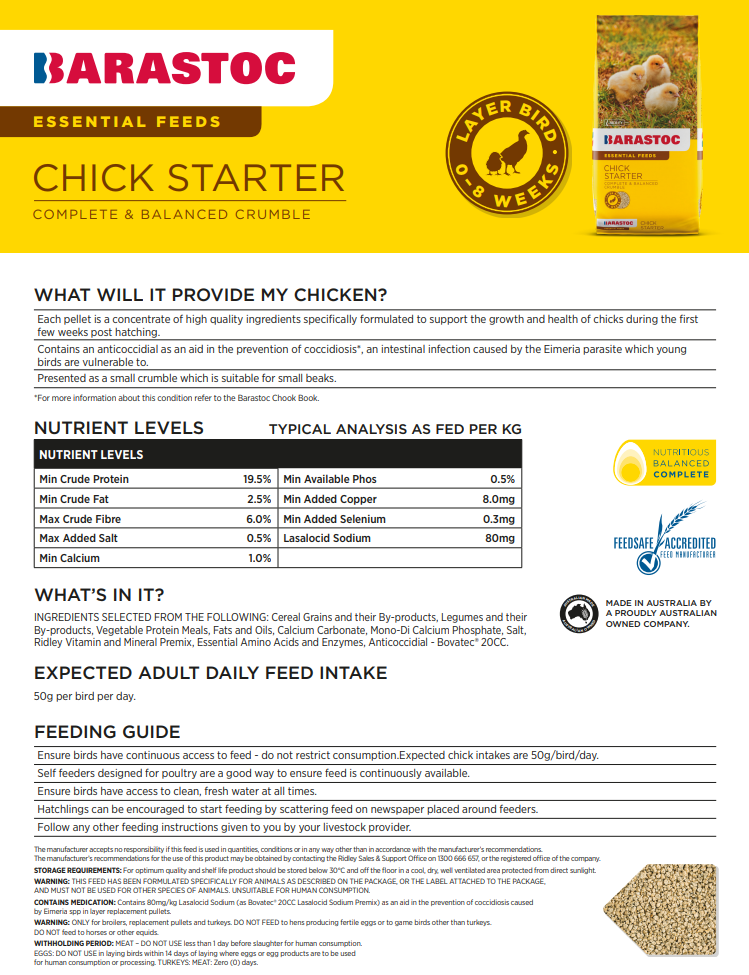 Barastoc Chick Starter 20kg