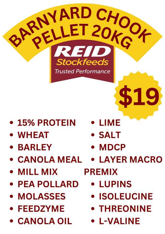 Barnyard Chook Pellet, Reid stockfeed, 20kg
