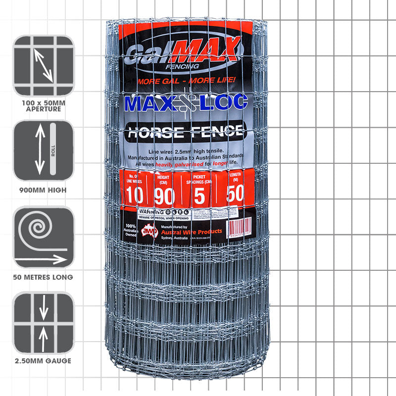 Galmax Maxloc Horse Fence 10/90/5 wire 100m