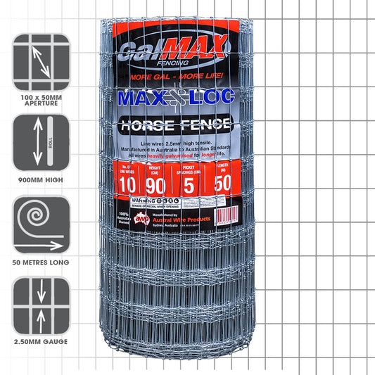 Galmax Maxloc Horse Fence 10/90/5 wire 100m