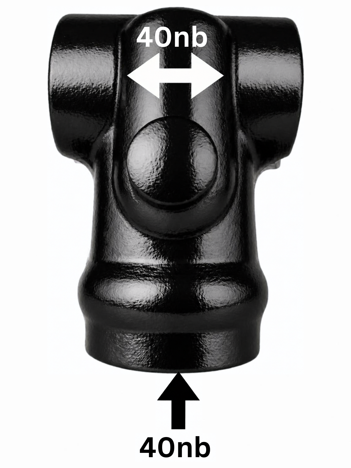 Tee4040 Powder Coated Black, Steel Pipe Clamp T4040PCB