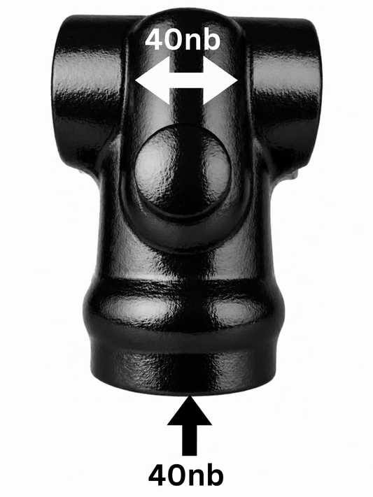 Tee4040 Powder Coated Black, Steel Pipe Clamp T4040PCB
